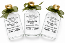 Load image into Gallery viewer, Flask personalised Zam Zam bottles - Various sizes Clear Stickers- Filled