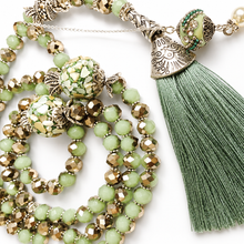 Load image into Gallery viewer, Rondelle two-tone Mint Green / Silver - Ready Made Personalised Prayer Beads