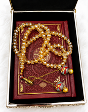 Load image into Gallery viewer, Silver Quran Box with Quran and Prayer Beads Tasbih