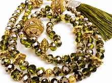 Load image into Gallery viewer, Rondelle Khaki Green and Silver - Ready Made Personalised Prayer Beads
