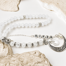 Load image into Gallery viewer, Cracked Glass Effect White - Ready Made Design - Personalised Prayer Beads