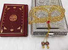 Load image into Gallery viewer, Silver Quran Box with Quran and Prayer Beads Tasbih