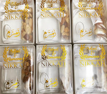 Load image into Gallery viewer, Personalised Wedding Party Wedding Clear Favour Box and Zam Zam Water 50ml & Ajwa dates