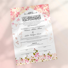 Load image into Gallery viewer, Luxury Nikkah Certificate Contract - Marriage Certificate A4 and A3 Personalised Quran verse