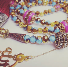 Load image into Gallery viewer, Rondelle two-tone Baby Blue Gold Pink - Ready Made Design - Personalised Prayer Beads