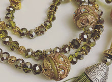 Load image into Gallery viewer, Rondelle Khaki Green and Silver - Ready Made Personalised Prayer Beads