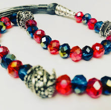 Load image into Gallery viewer, Electric Glass - Blue / Red - Ready Made Design - Personalised Prayer Beads