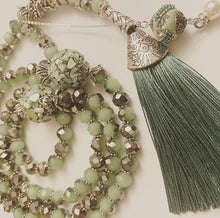 Load image into Gallery viewer, Rondelle two-tone Mint Green / Silver - Ready Made Personalised Prayer Beads