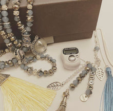 Load image into Gallery viewer, Personalised Gift Set - With Premium Blue / Silver Tasbih