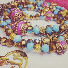 Load image into Gallery viewer, Rondelle two-tone Baby Blue Gold Pink - Ready Made Design - Personalised Prayer Beads