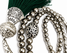 Load image into Gallery viewer, Silver Metal Prayer Beads Tasbih -  Ready Made Design - Personalised Prayer Beads
