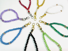 Load image into Gallery viewer, Personalised 33 or 66 Bead Phone Tasbeeh — 8mm Prayer Beads, Keychain or Tote Bag Charm — Choose Bead Colour, Silver or Gold Finish
