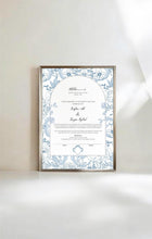 Load image into Gallery viewer, Luxury Nikkah Certificate Contract Blue Florals - Marriage Certificate A4 and A3 Personalised
