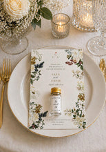 Load image into Gallery viewer, Elegant A6 Wedding Favour Card with Heart Chocolate or Zam Zam 10ml bottle
