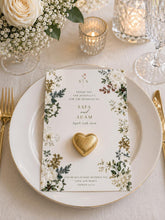 Load image into Gallery viewer, Elegant A6 Wedding Favour Card with Heart Chocolate or Zam Zam 10ml bottle
