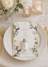 Load image into Gallery viewer, Elegant A6 Wedding Favour Card with Heart Chocolate or Zam Zam 10ml bottle
