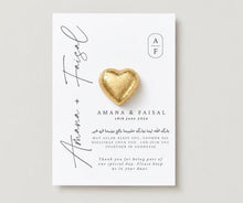 Load image into Gallery viewer, Elegant A6 Wedding Favour Card with Heart Chocolate or Zam Zam bottle
