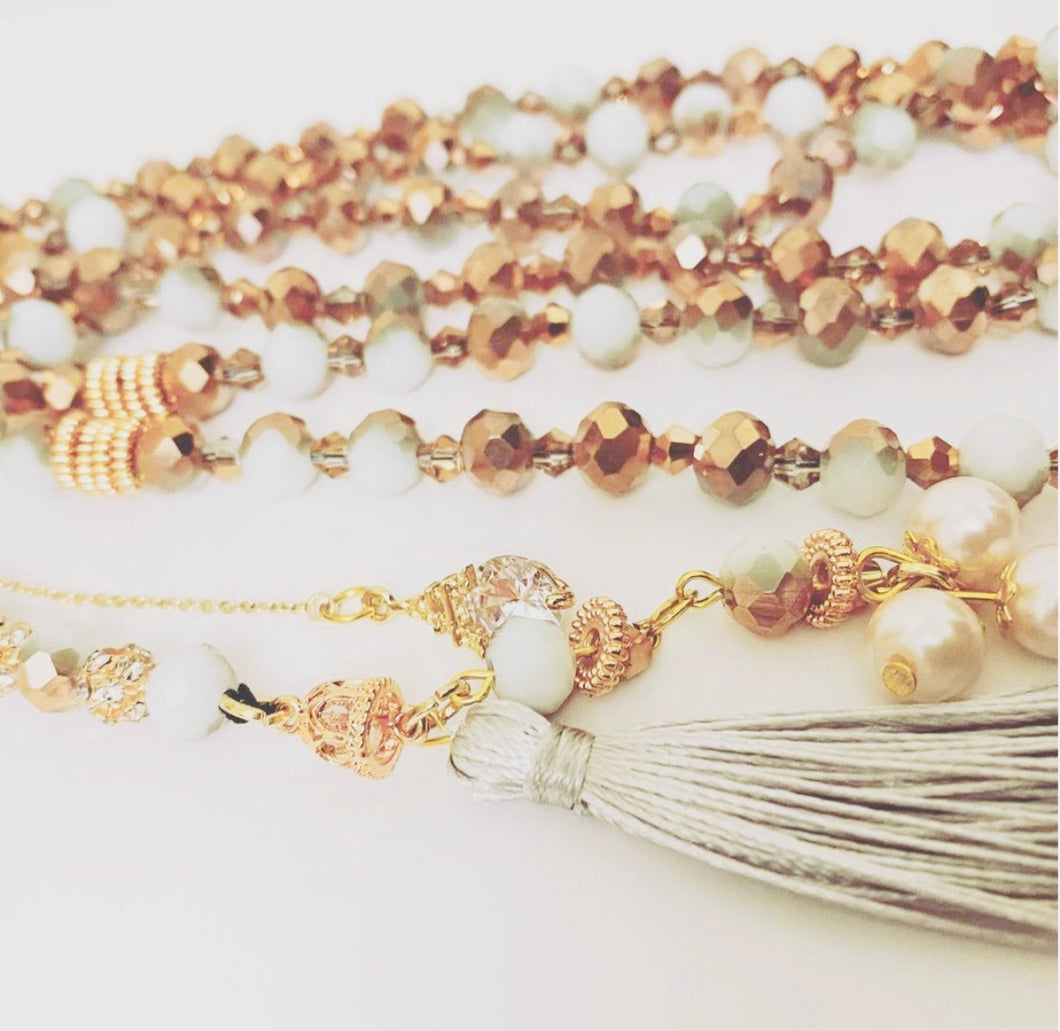 Rondelle two-tone White /  Gold - Ready Made Design - Personalised Prayer Beads