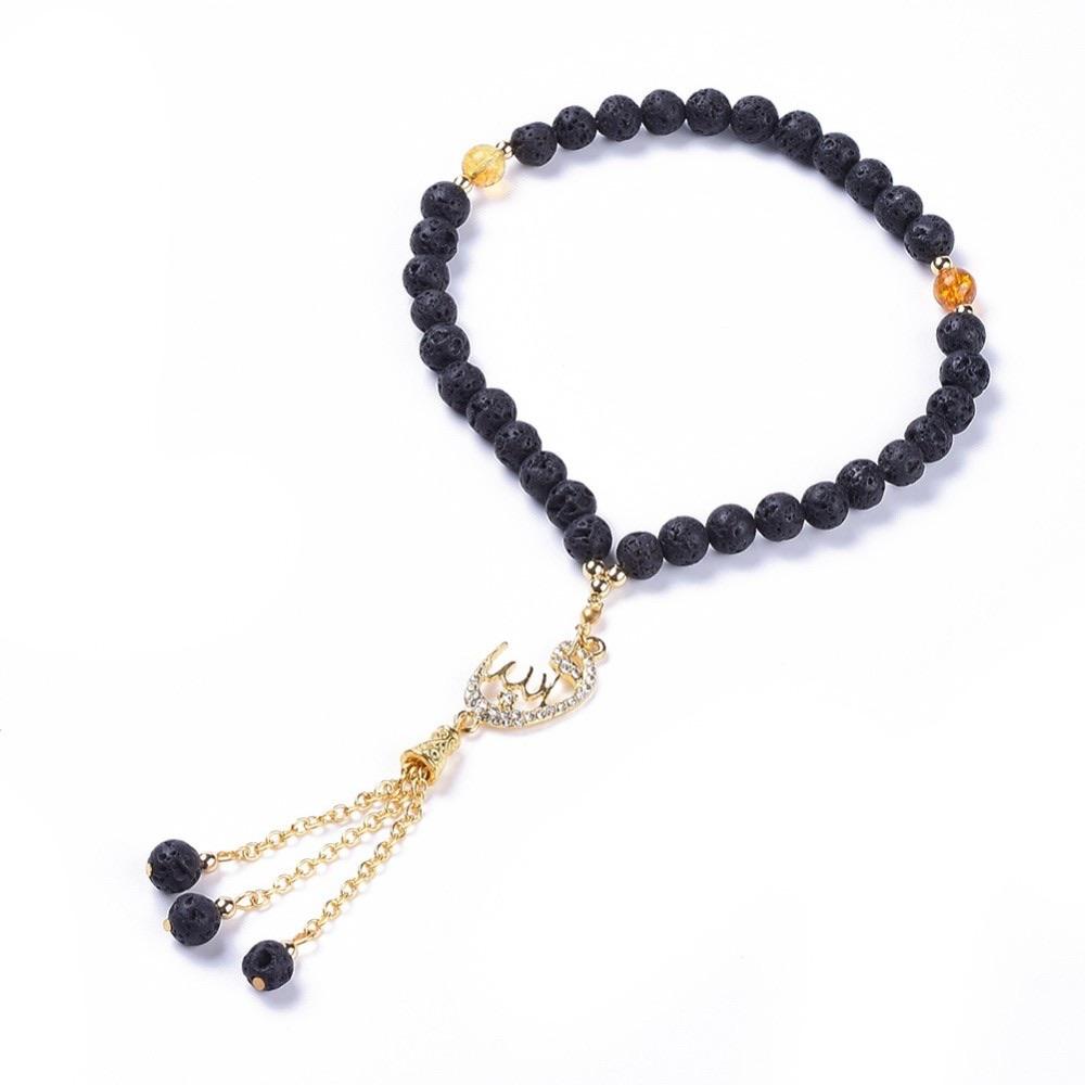 Natural Crystal Allah Pendant - Black - Ready Made Personalised Prayer Beads