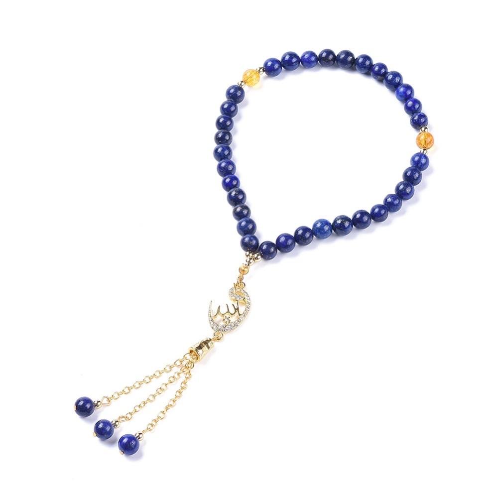 Natural Crystal Allah Pendant - Blue - Ready Made Personalised Prayer Beads