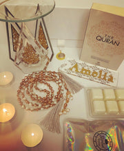 Load image into Gallery viewer, Personalised Deluxe Oil / Wax Burner gift set - Tasbih , Bookmark, Scents and More
