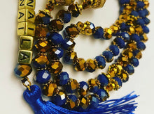 Load image into Gallery viewer, Rondelle two-tone Royal Blue /  Gold - Ready Made Design - Personalised Prayer Beads

