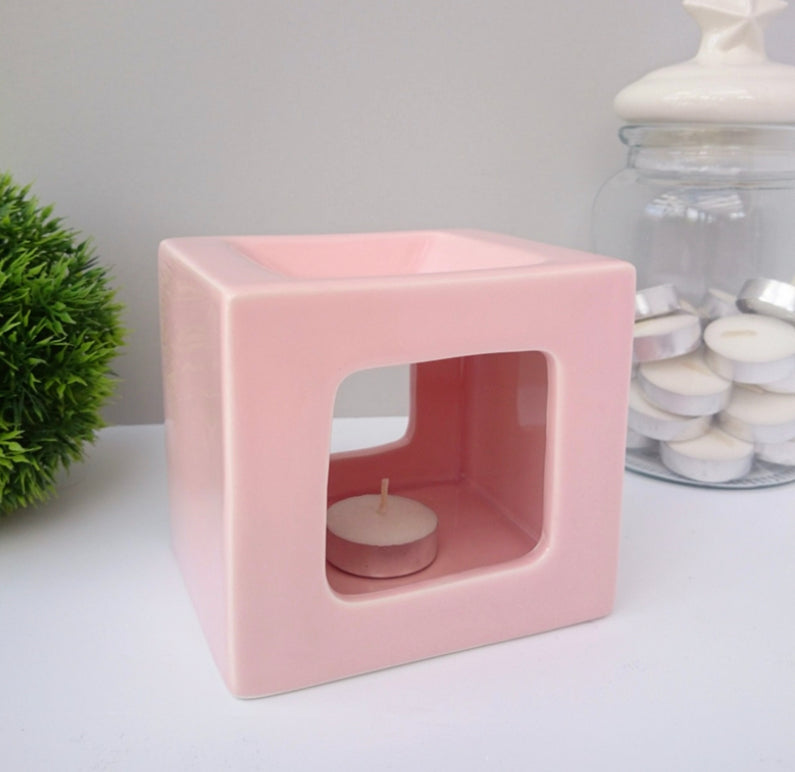 Cube Pink Ceramic Oil / Wax Burner