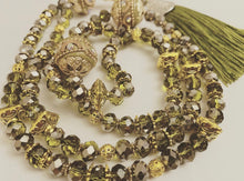 Load image into Gallery viewer, Rondelle Khaki Green and Silver - Ready Made Personalised Prayer Beads
