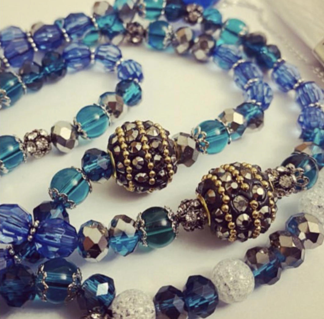 Acrylic Blue Sea - Ready Made Design - Personalised Prayer Beads
