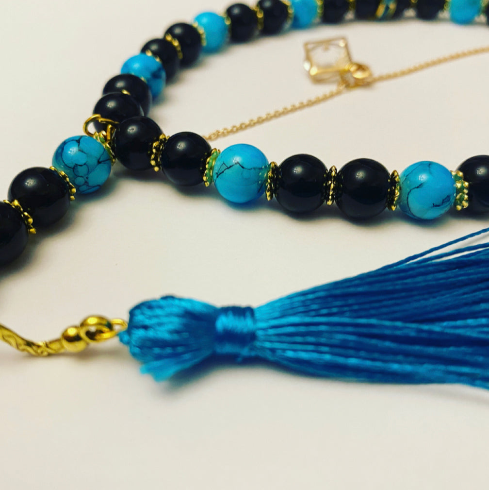 Midnight Black / Blue - Ready Made Personalised Prayer Beads