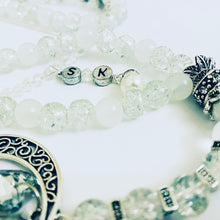 Load image into Gallery viewer, Cracked Glass Effect White - Ready Made Design - Personalised Prayer Beads
