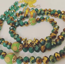 Load image into Gallery viewer, Rondelle two-tone emerald green / gold  -  Ready Made Design - Personalised Prayer Beads
