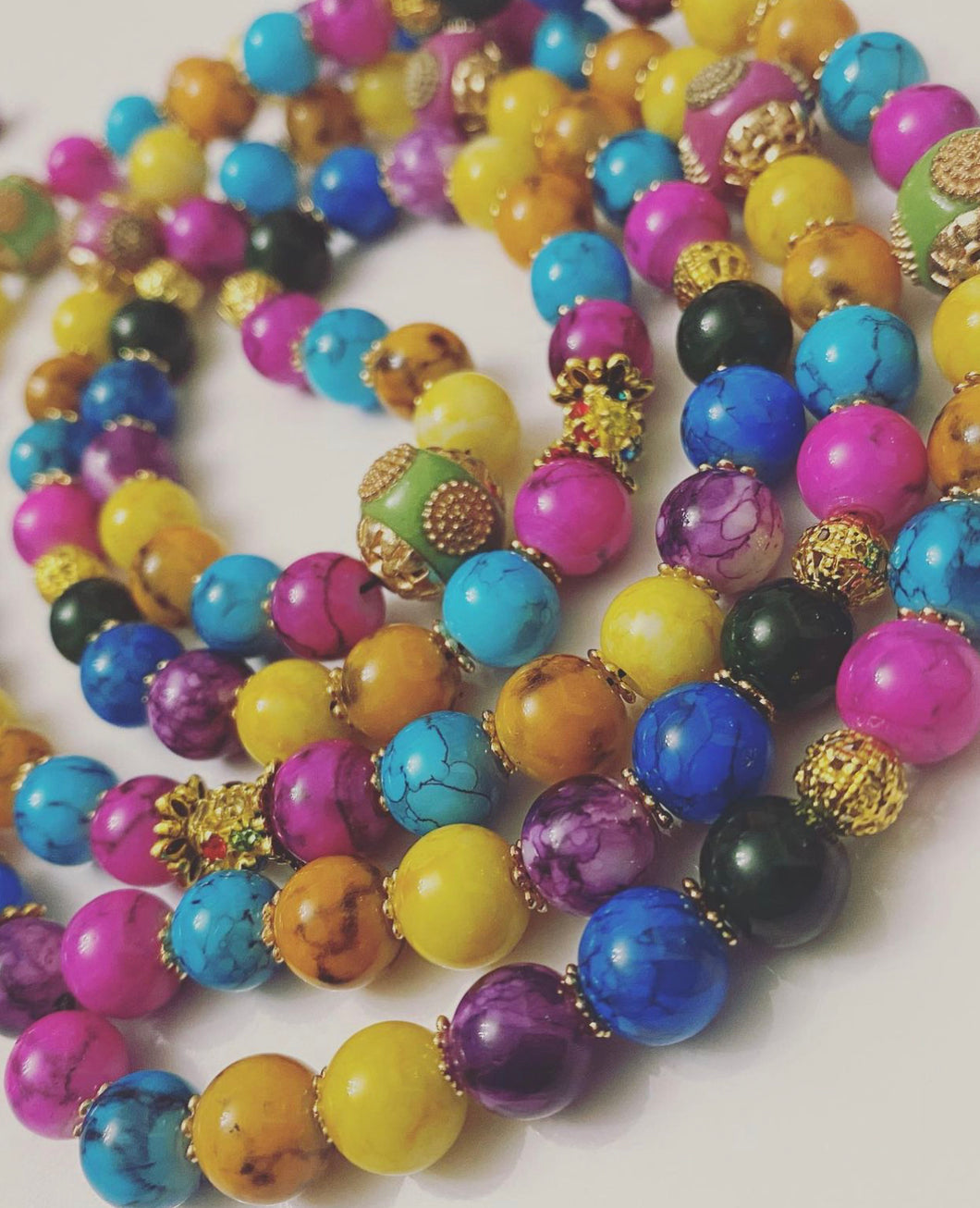 Mehndi Vibrant Coloured Tasbih -  Ready Made Design - Personalised Prayer Beads